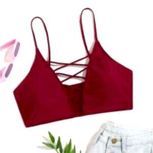 NWT SHEIN 2XL Crisscross Maroon Bikini Top